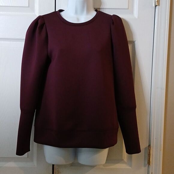 Stella &  Dot deep eggplant color long sleeve pleated sleeve top  Sz S NWT - Picture 1 of 6